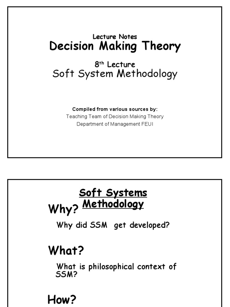 Decision Making Theory Soft System Methodology PDF System