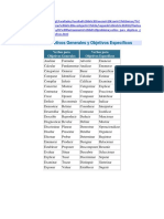 Verbos para Objetivos Generales y Objetivos Específicos