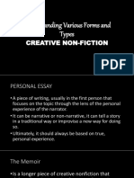Understanding Various Forms and Types: Creative Non-Fiction