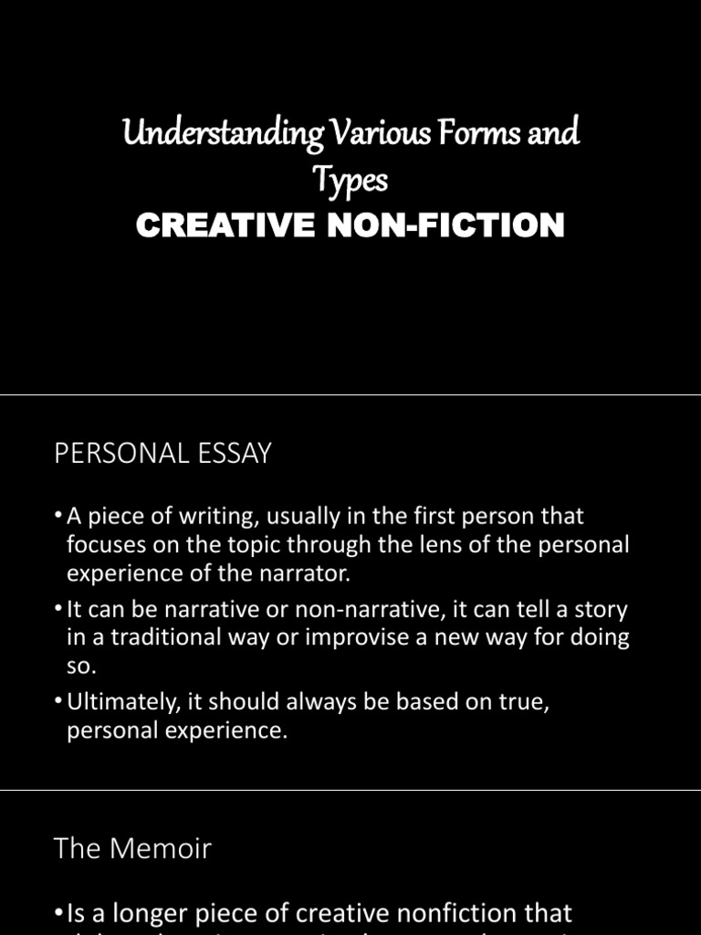 Types of Creative Non-Fiction Explained | PDF | Philosophy | General ...