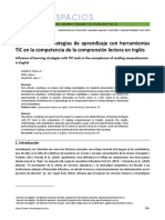 Influencia de estrategias de aprendizaje con herramientas TIC en la competencia de la comprensión lectora en inglés