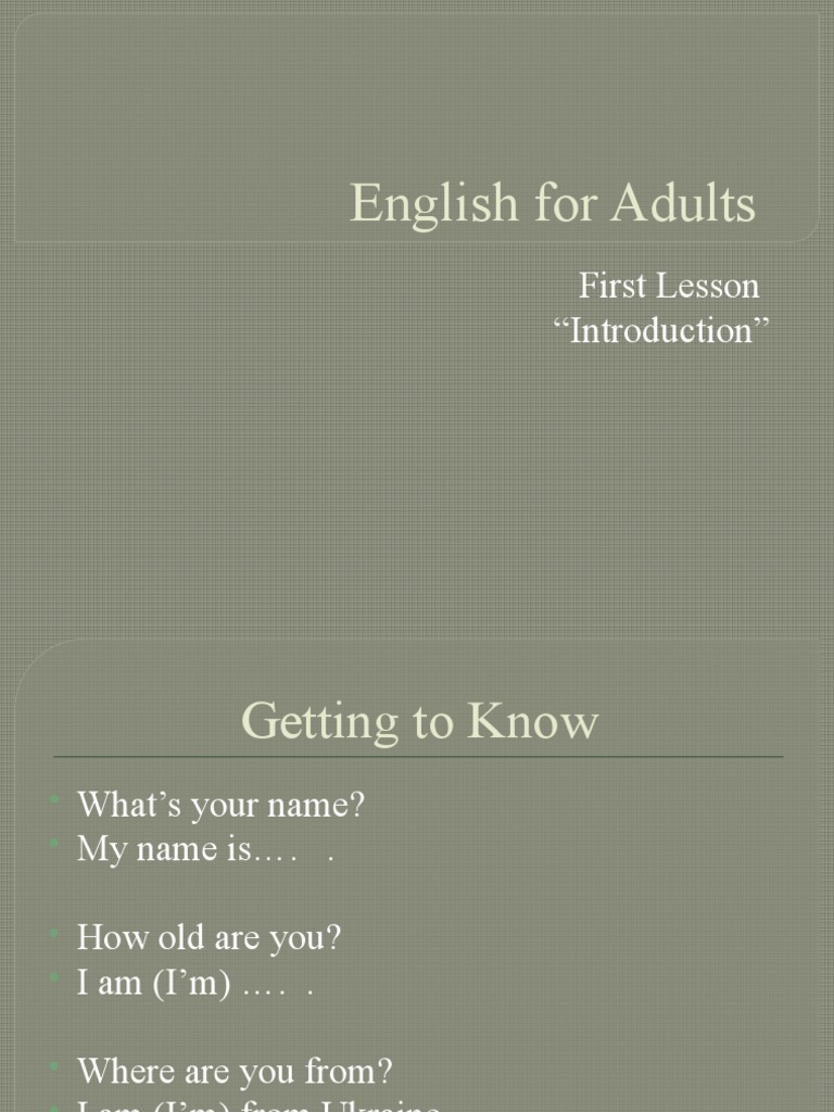 First English Lesson for Adults | PDF | Language Arts & Discipline
