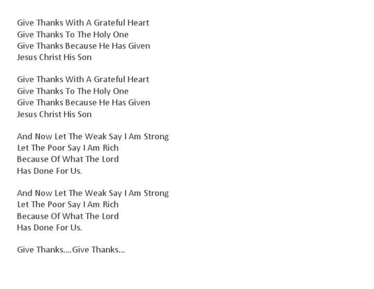Grateful Heart Song Lyrics | PDF