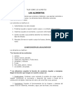 Actividades sobre los alimentos