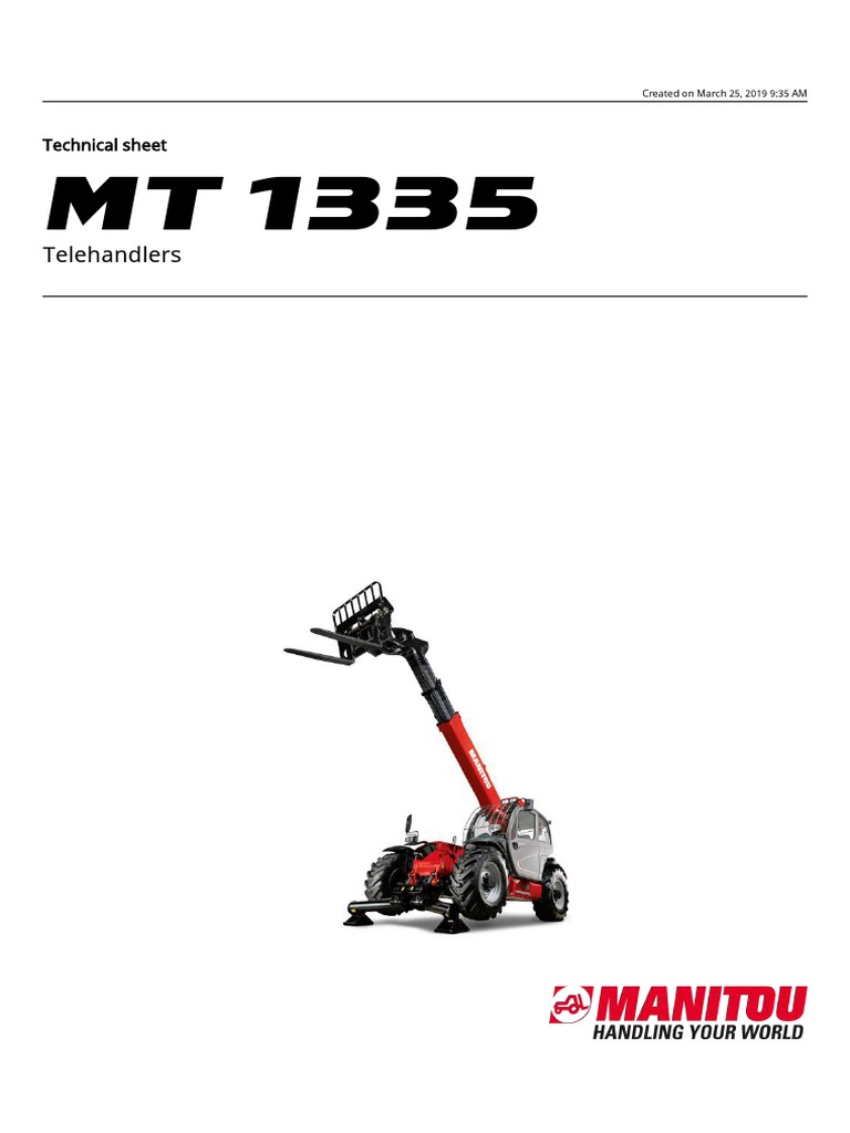 Manitou MT 1335 Telescopic Telehandler Technical Spec Brochure Northern ...