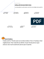 Dividing With Decimals Math 6 Quiz:: The Correct Placement of The Decimal