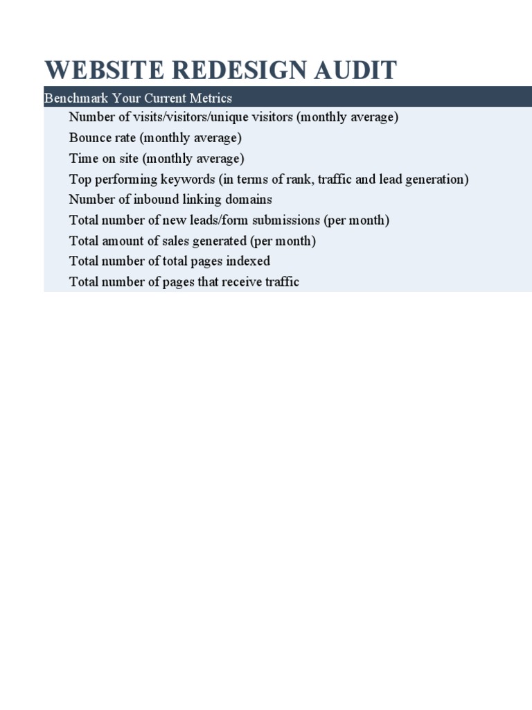 Comprehensive Website Redesign Audit | PDF | Search Engine Optimization ...