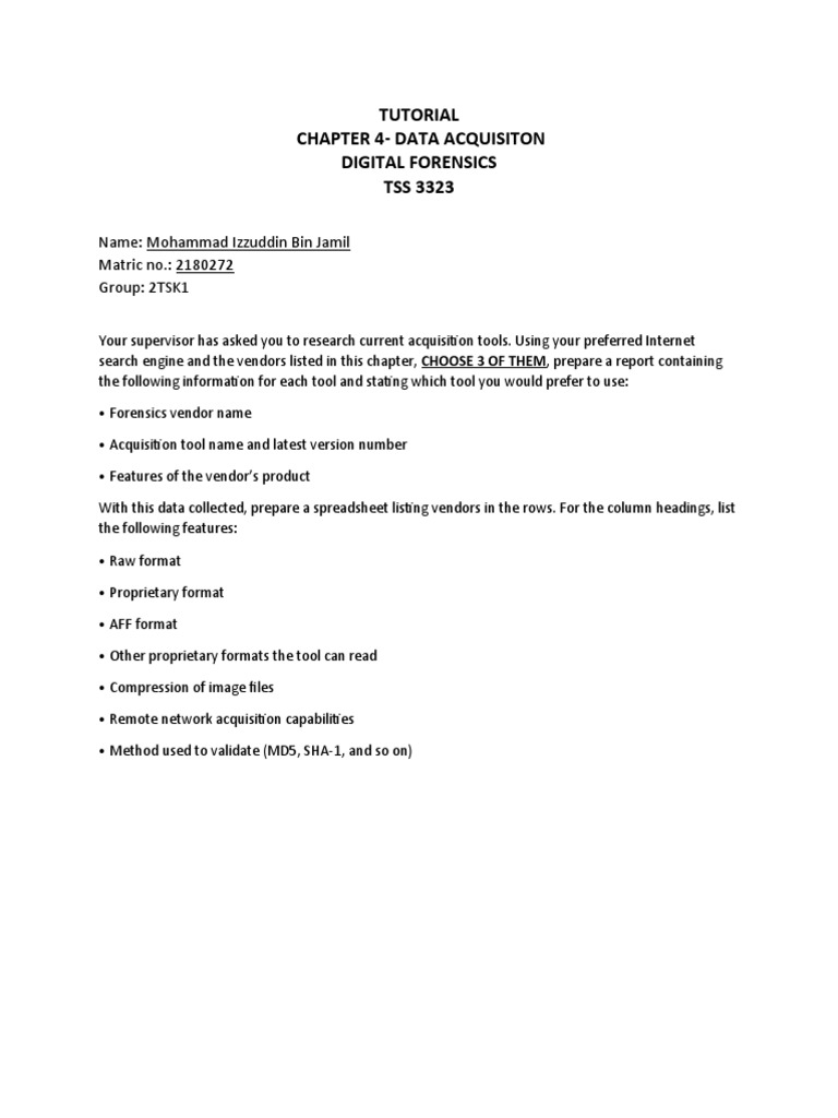 DIGITAL FORENSICS - TUTORIAL Chapter 4 | PDF | Digital Forensics | Raw ...