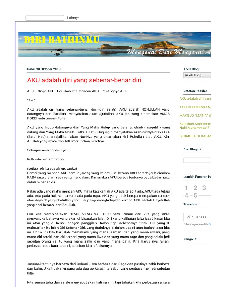 Ilmu Mengenal Diri Aku Adalah Diri Yang Sebenar Benar Diri Pdf