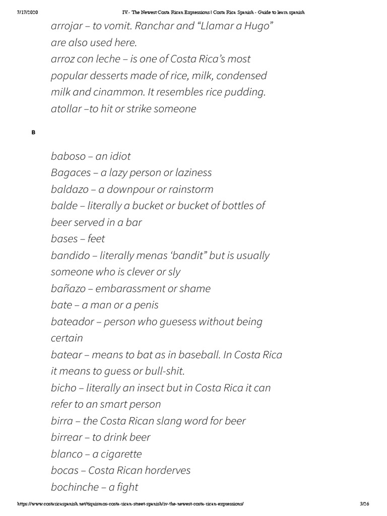 IV. - The Newest Costa Rican Expressions... Rica Spanish - Guide To ...