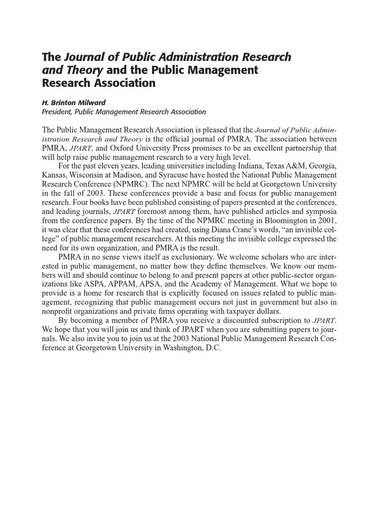 And Theory: The Journal of Public Administration Research and The ...