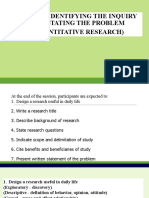 Topic 2: Identifying The Inquiry and Stating The Problem (Quantitative Research)