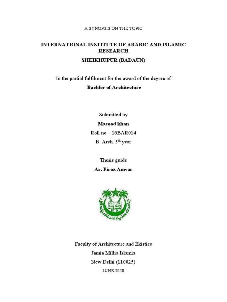 Synopsis Thesis