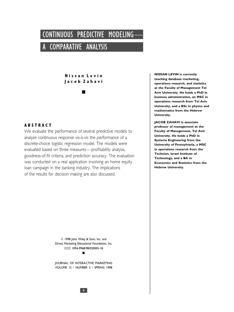 Comparative Analysis of Predictive Models | PDF | Logistic Regression ...
