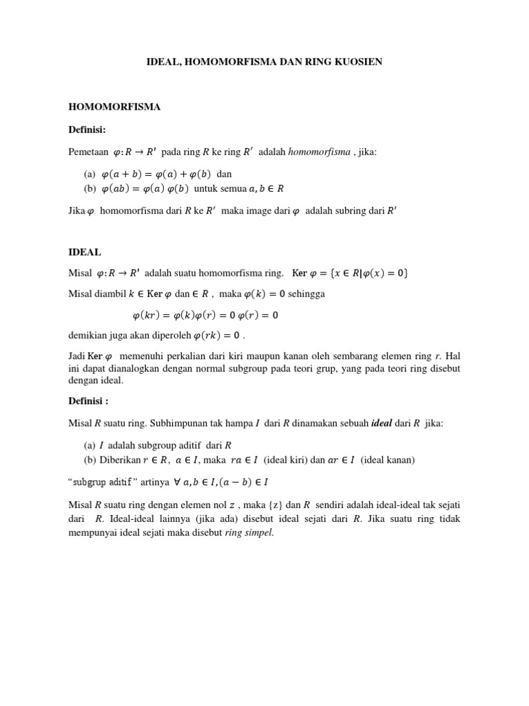 Ideal Homomorfisma Dan Ring Kuosien