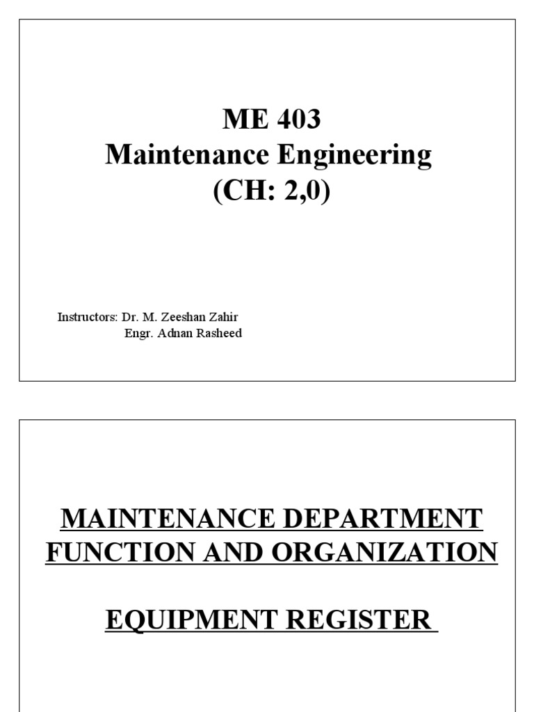 Maintenance Engineering Guide | PDF | Business | Energy And Resource