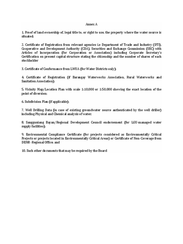 Essential Documents for Water Source Approval | PDF | Law
