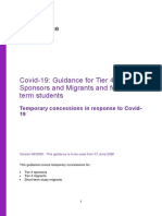 Covid-19: Guidance For Tier 4 Sponsors and Migrants and For Short-Term Students