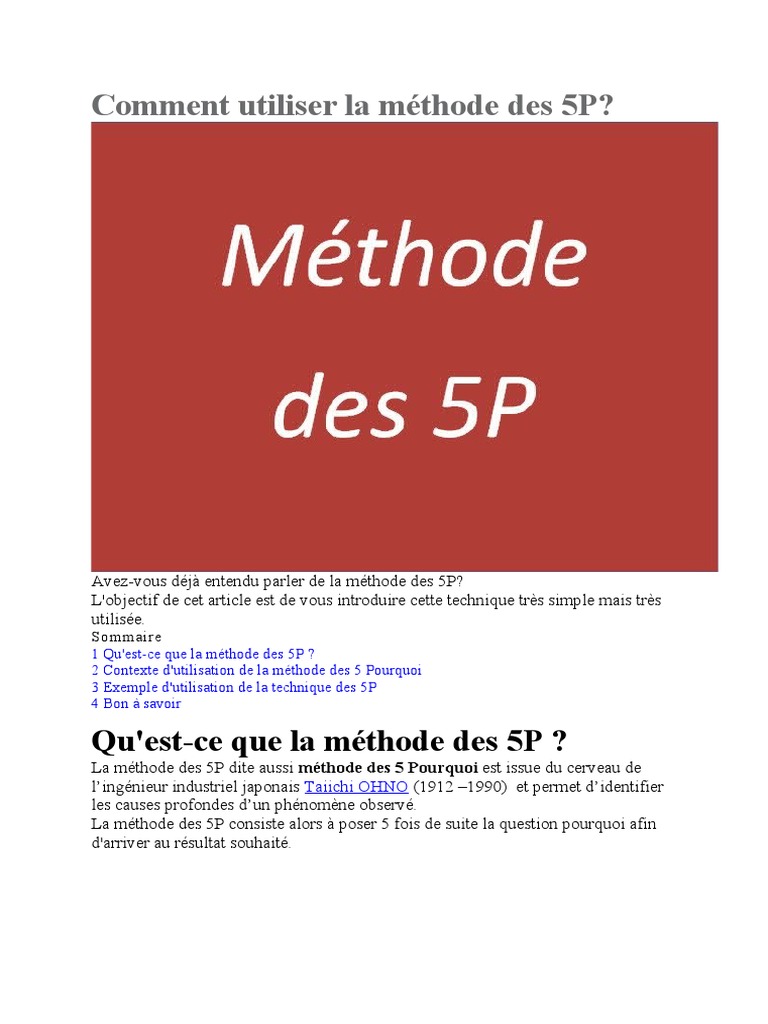 Introduction à la méthode des 5P | PDF | Gestion de projet | Business