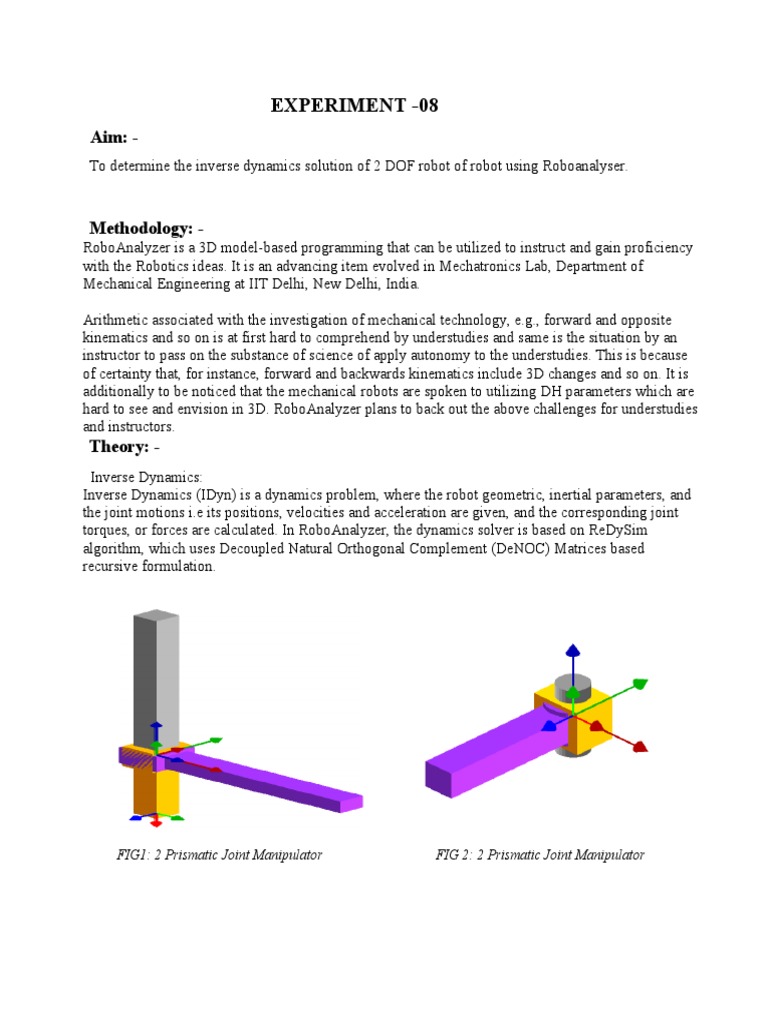 Experiment 08 FIG1 2 Prismatic Joint Manipulator FIG 2 2 Prismatic