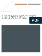 List of Songs of Kate Perry