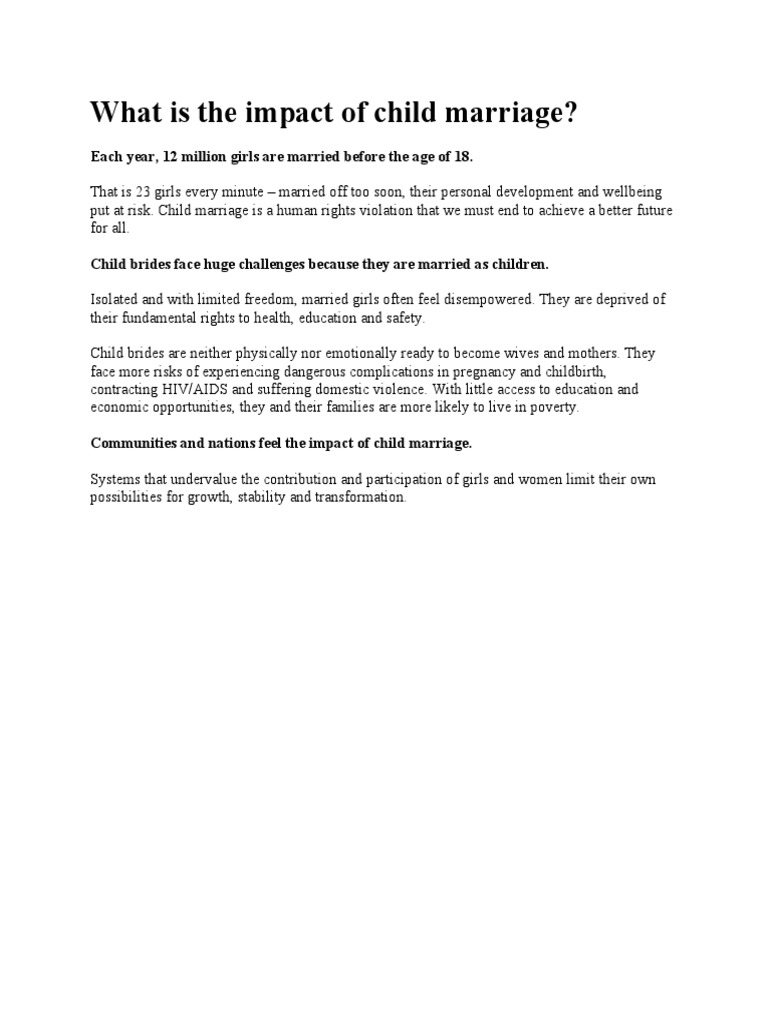 Impact of Child Marriage on Girls | PDF | Social Science