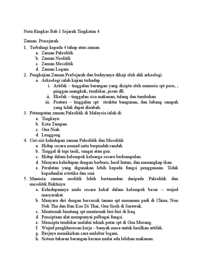 Nota Ringkas Bab 1 Sejarah Tingkatan 4  PDF