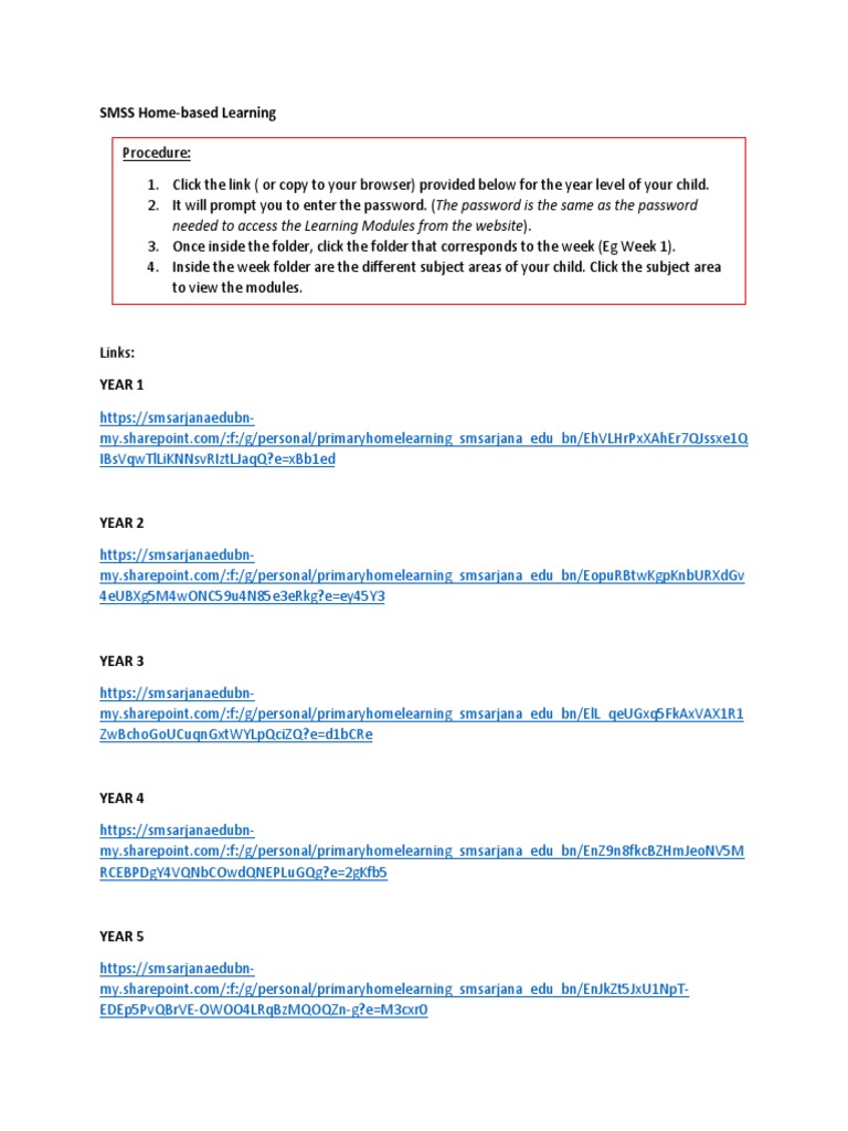 SMSS Home Learning Resources | PDF