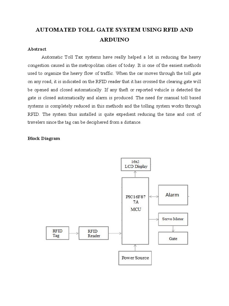 Automated Toll Gate System with RFID | PDF | Business | Computers