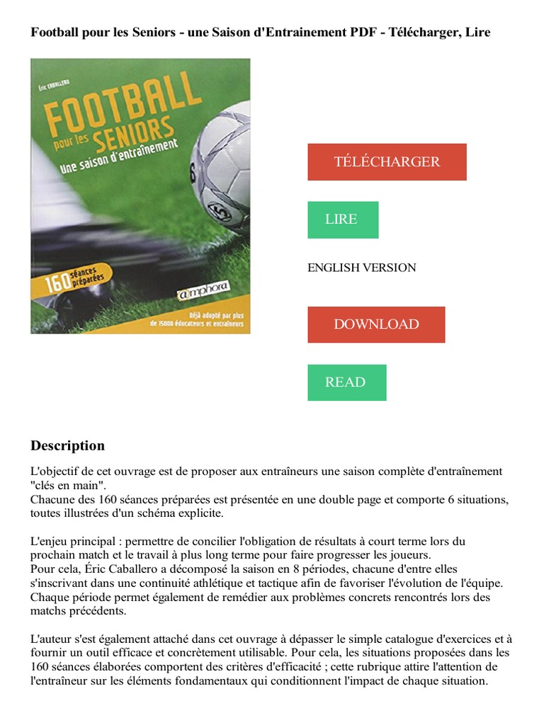 Livre D Entrainement De Football Gratuit Pdf Football Pour Les Seniors - Une Saison D'entrainement PDF - Télécharger,  Lire | PDF | Jeu d'adresse | Football