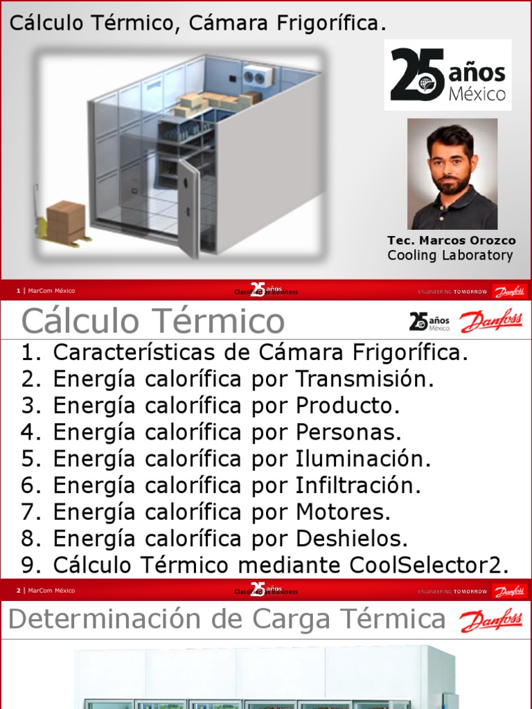Determinación de la carga térmica de una cámara frigorífica mediante