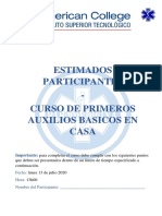 Actividades Complementarias - Primeros Auxilios Basicos en Casa PDF