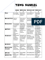 Writing Rubric: Beginning 1 Developing 2 Accomplished 3 Exemplary 4 Topic