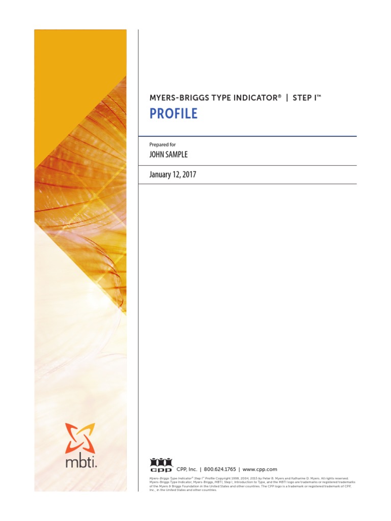 Myers-Briggs Type Indicator Profile Example | PDF | Personality Type ...