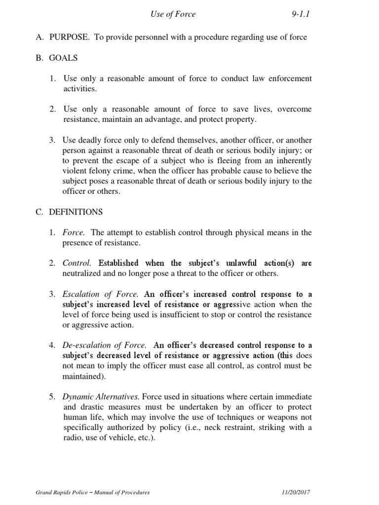 Use of Force Policy Overview | PDF | Deadly Force | Use Of Force