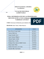 DETERMINACIÓN DE LAS PROPIEDADES MECÁNICAS DE LA PAPA (Solanum Tuberosum) VARIEDAD CANCHAN