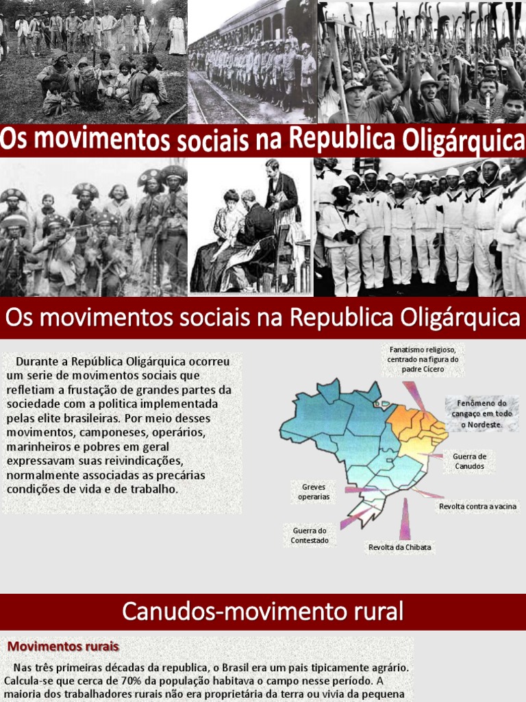 Slide - Movimentos Sociais Na República Velha | PDF | Brasil | Tumultos