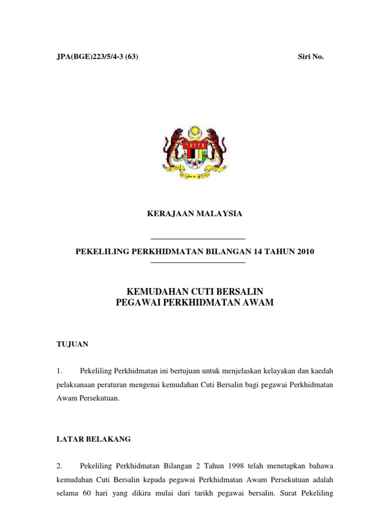 Pekeliling Cuti Bersalin