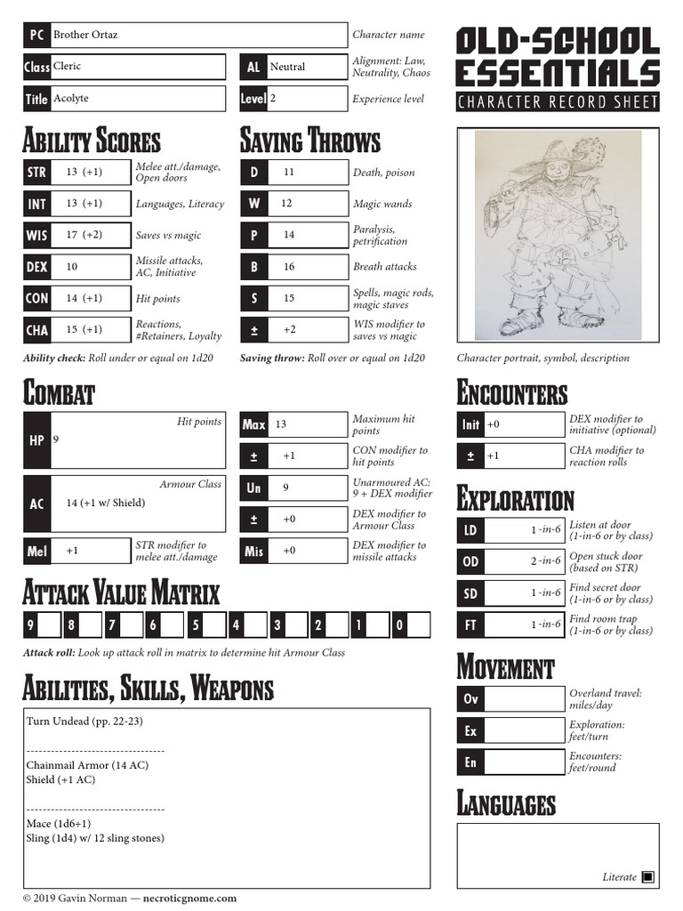 Ability Scores Saving Throws Class AL Level PC PDF