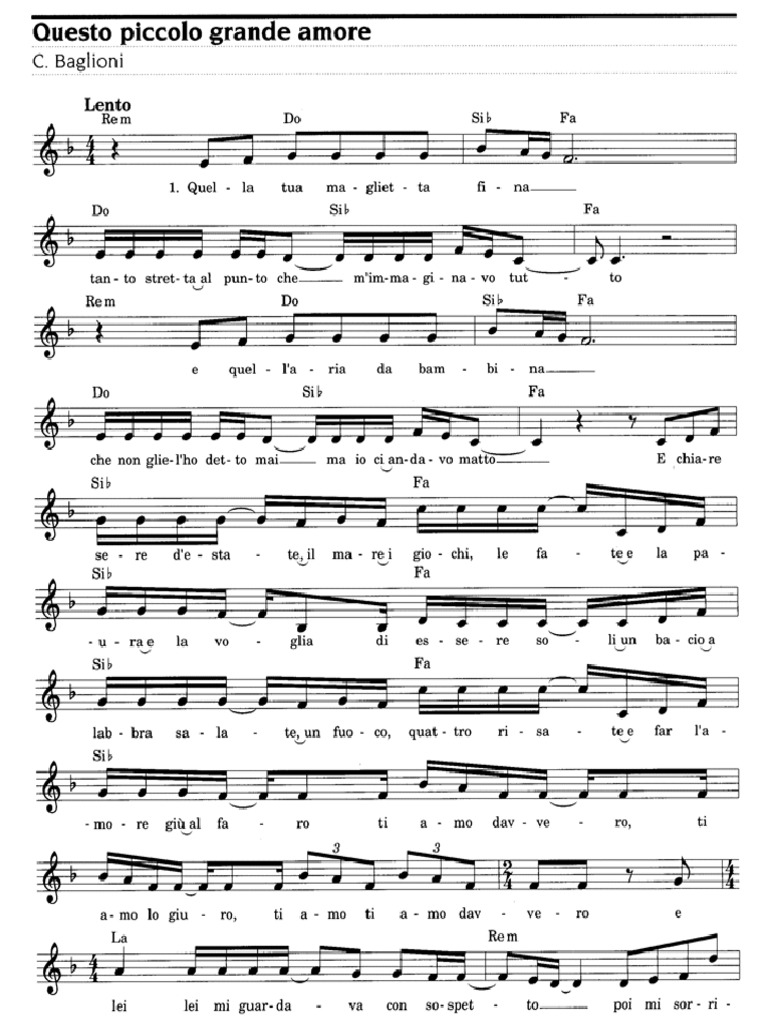 QuestoPiccoloGrandeAmore REm SPARTITO Baglioni PDF