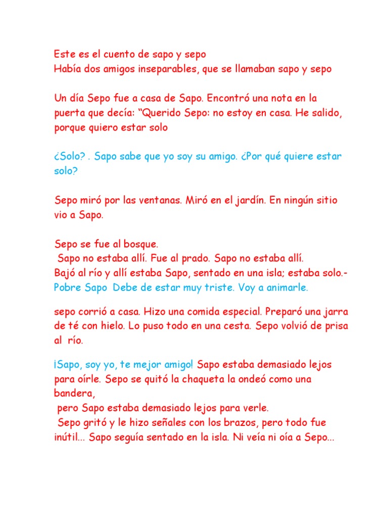 Este Es El Cuento de Sapo y Sepo | PDF
