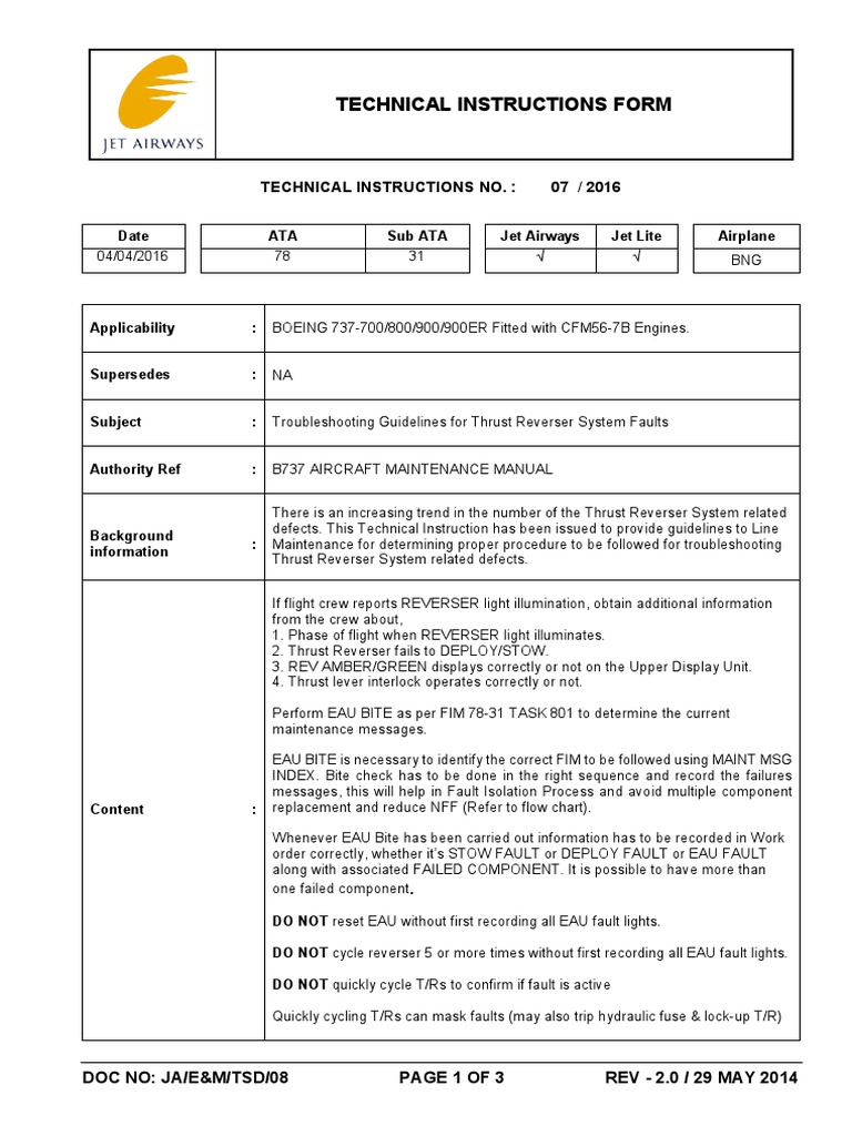 B737 Thrust Reverser | PDF | Troubleshooting | Thrust