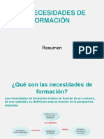 Las Necesidades de Formación: Resumen