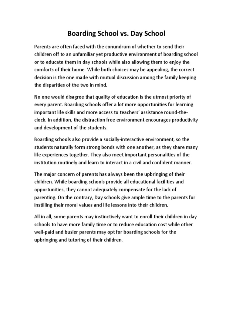 Weighing the Pros and Cons Boarding Schools vs. Day Schools for