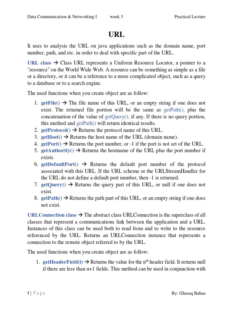 URL Class: Data Communication & Networking I Week 3 Practical Lecture ...