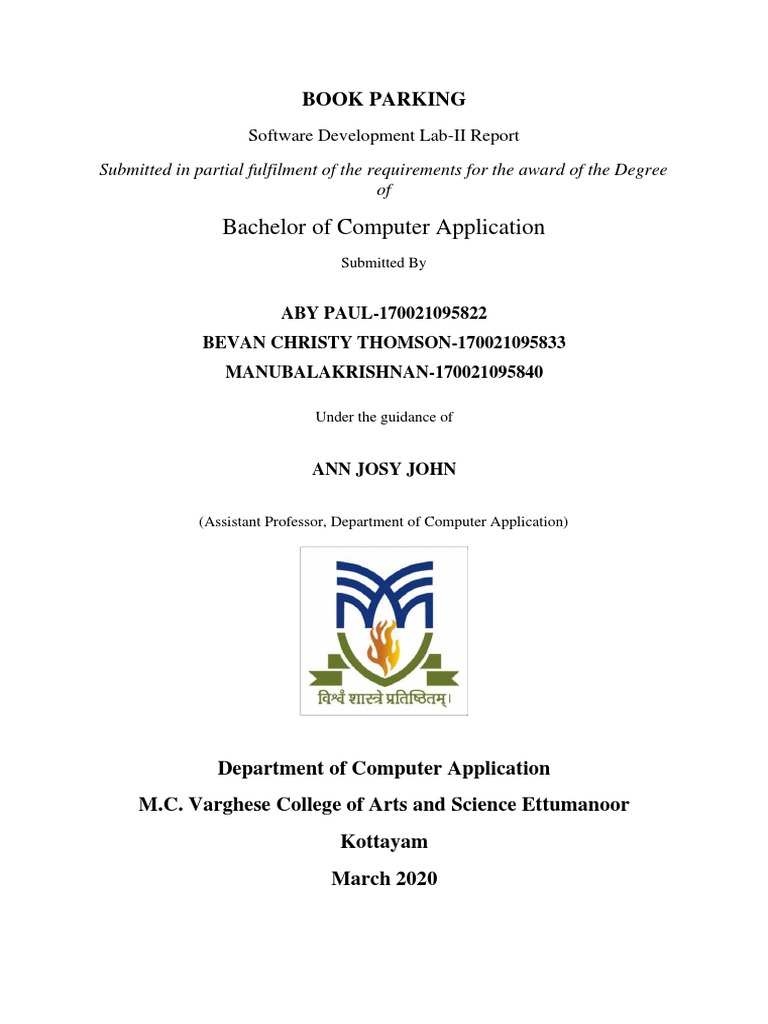 Book Parking Software Development Report | PDF | Computing | Computing ...