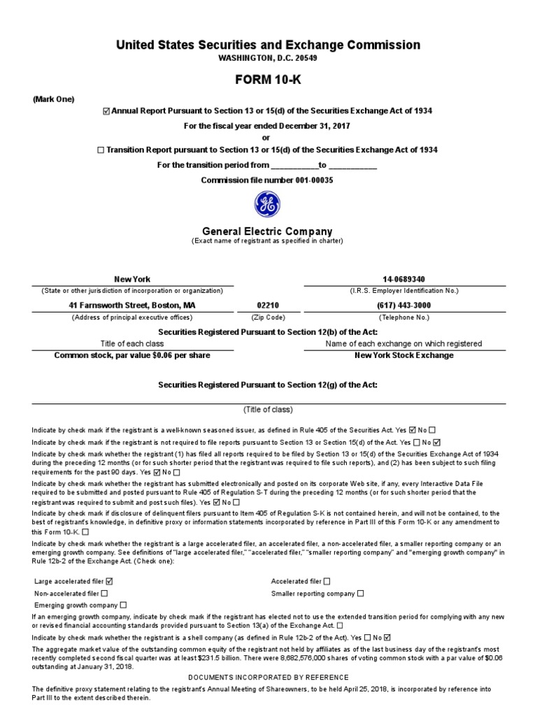 United States Securities and Exchange Commission FORM 10-K: General ...