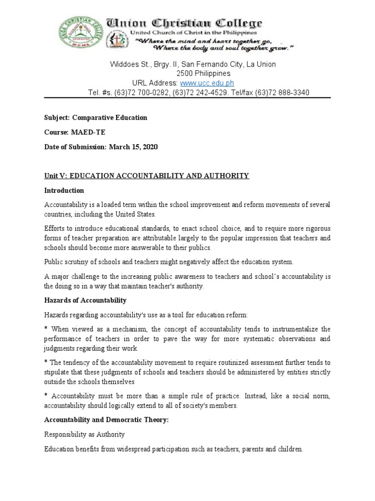 Unit V Education Accountability and Authority | PDF | Education Reform ...