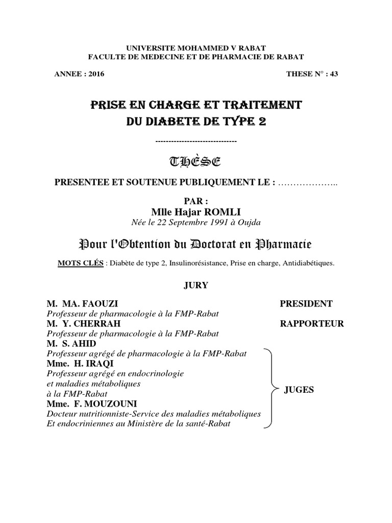 Prise En Charge Et Traitement Du Diabete De Type 2 | Pdf | Diabète |  Insuline