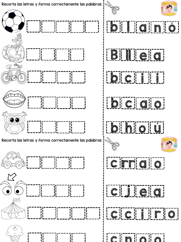 Recorta y forma palabras con letras | PDF